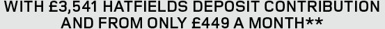 WITH £3,541 HATFIELDS DEPOSIT CONTRIBUTION AND FROM ONLY £449 A MONTH**
